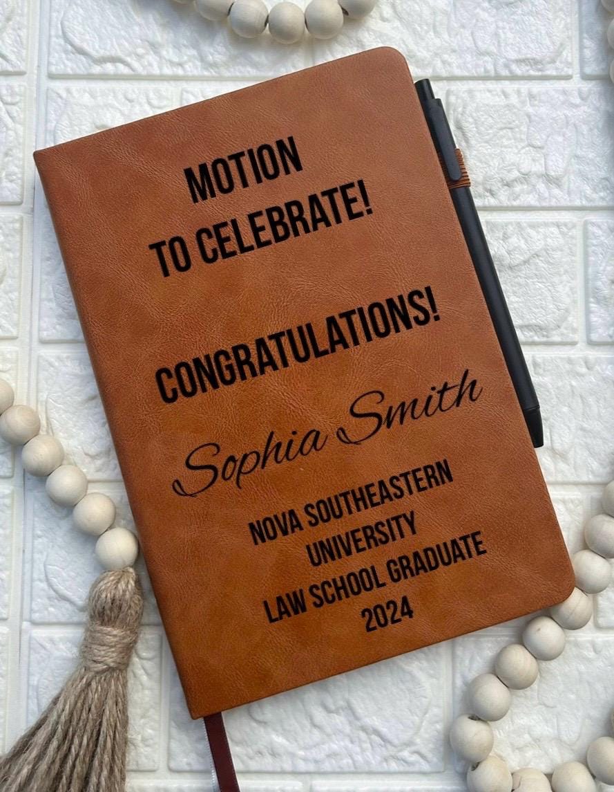 Personalized engraved lawyer law school gift notebook journal new job