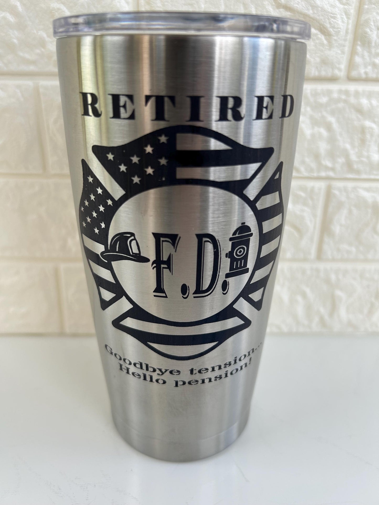Fire fighter retirement appreciation gift laser engraved stainless steel tumbler fire department gift