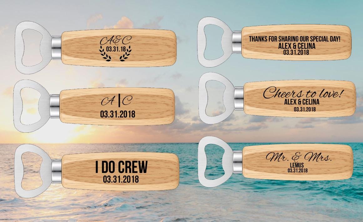 personalized laser engraved wooden bottle opener groomsmen wedding favor gifts for him dad gift