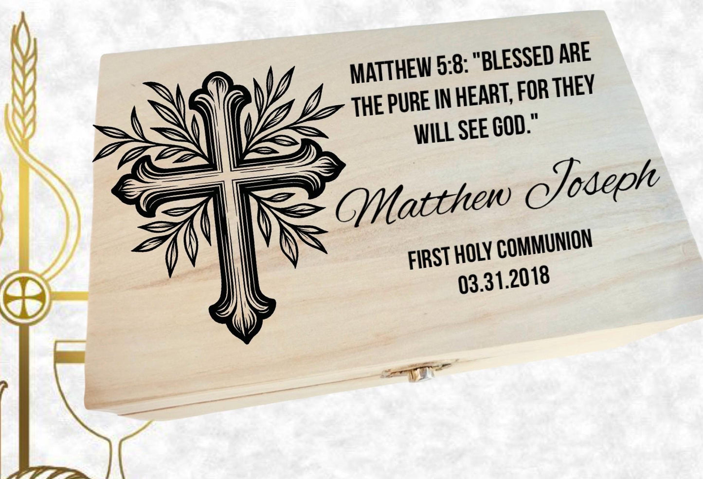 Laser engraved 1st communion First communion gift keepsake box personalized Christian school gift religious gift keepsake box Catholic