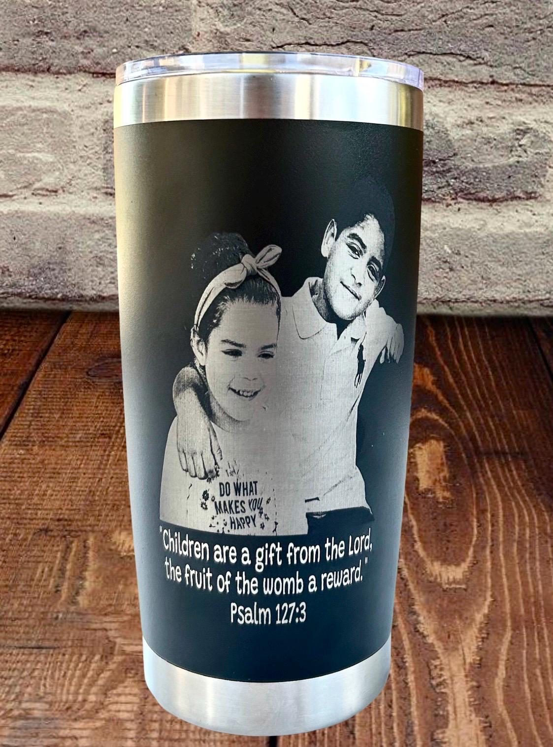 Photo tumbler 20oz laser engraved tumbler personalized gift tumbler birthday wedding gift Christmas anniversary portrait