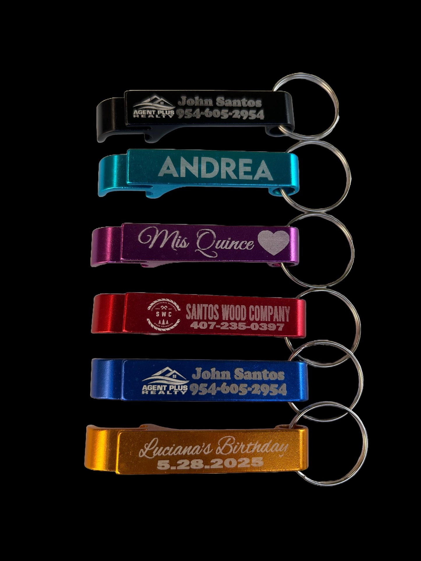 Personalized laser engraved stainless steel bottle opener key chain bottle opener party favor quince wedding favor business