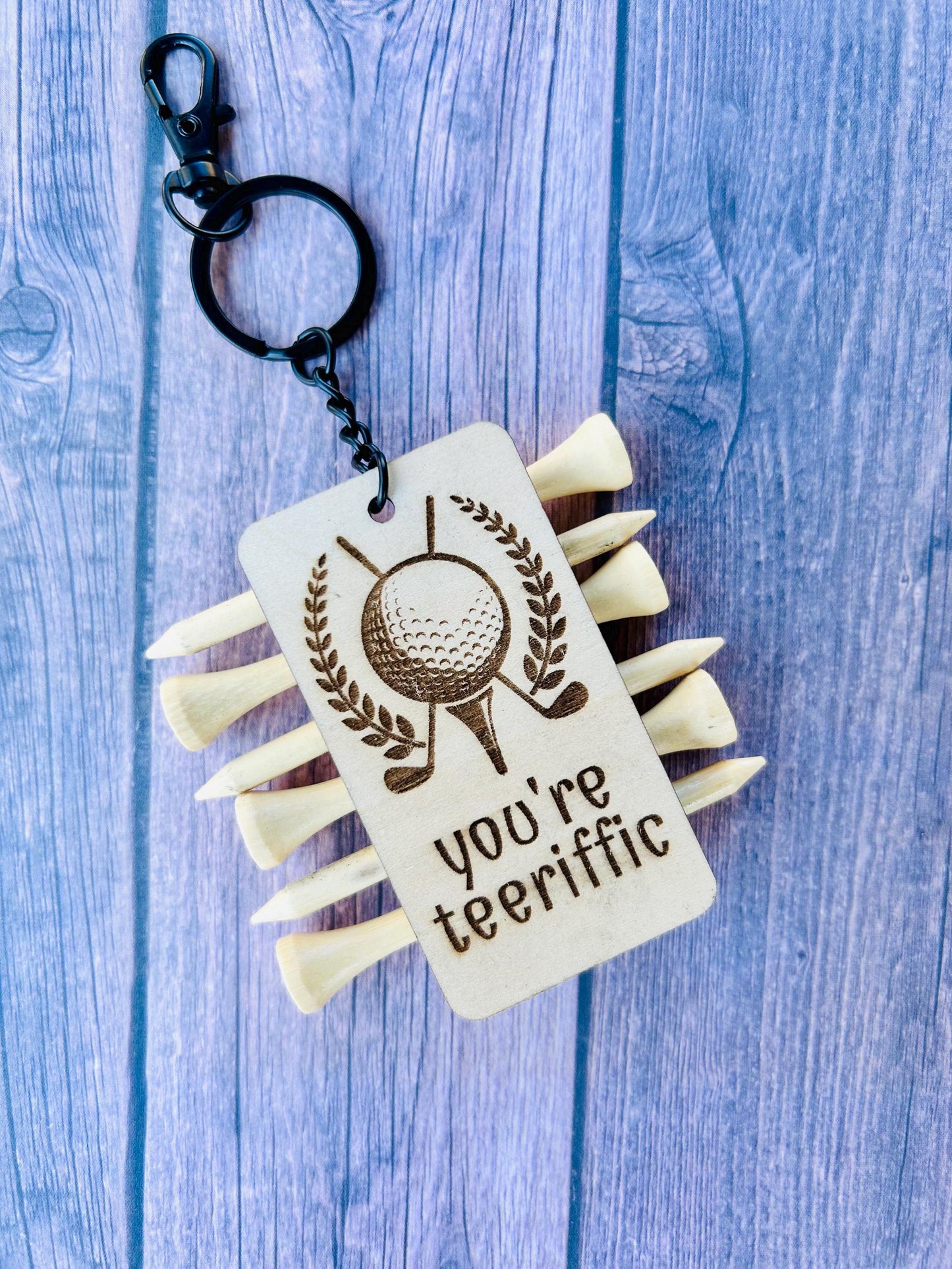 Personalized tee holder keychain laser engraved custom tee holder keychain groomsmen dad gifts for him
