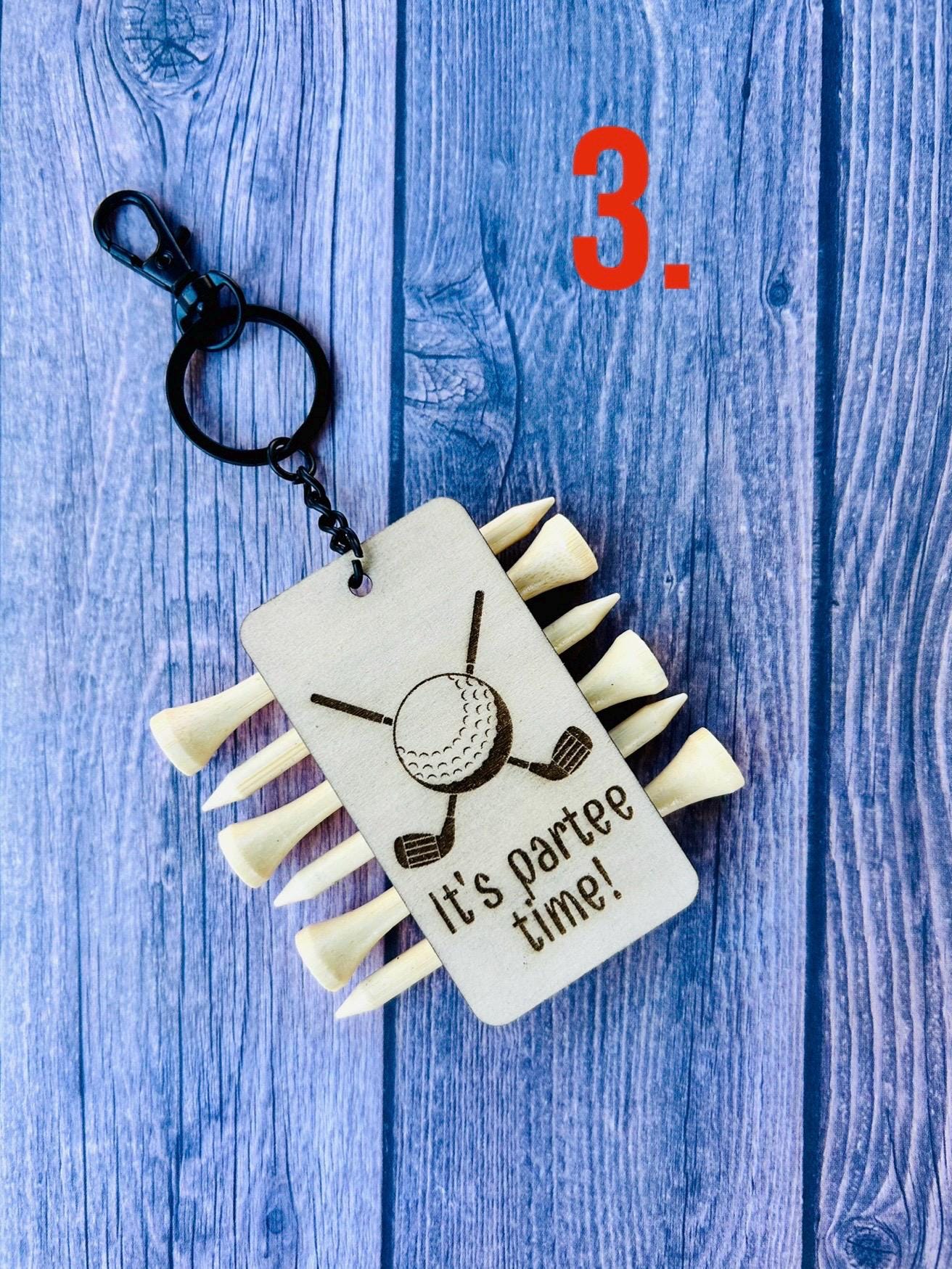 Personalized tee holder keychain laser engraved custom tee holder keychain groomsmen dad gifts for him