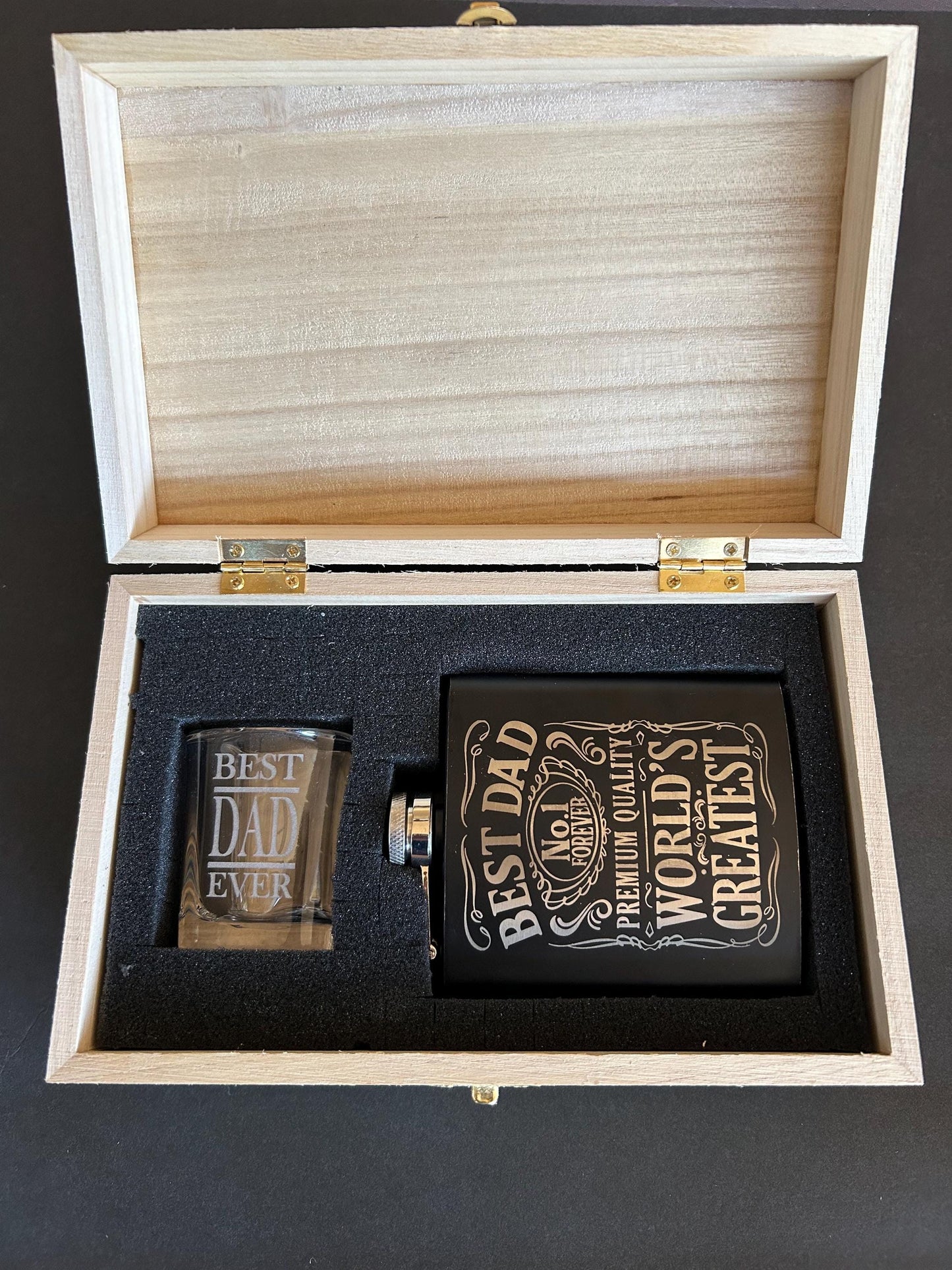 Flask gift set Dad gift Father’s Day gift set flask and shot glass set laser engraved shot glass and flask set gifts for him