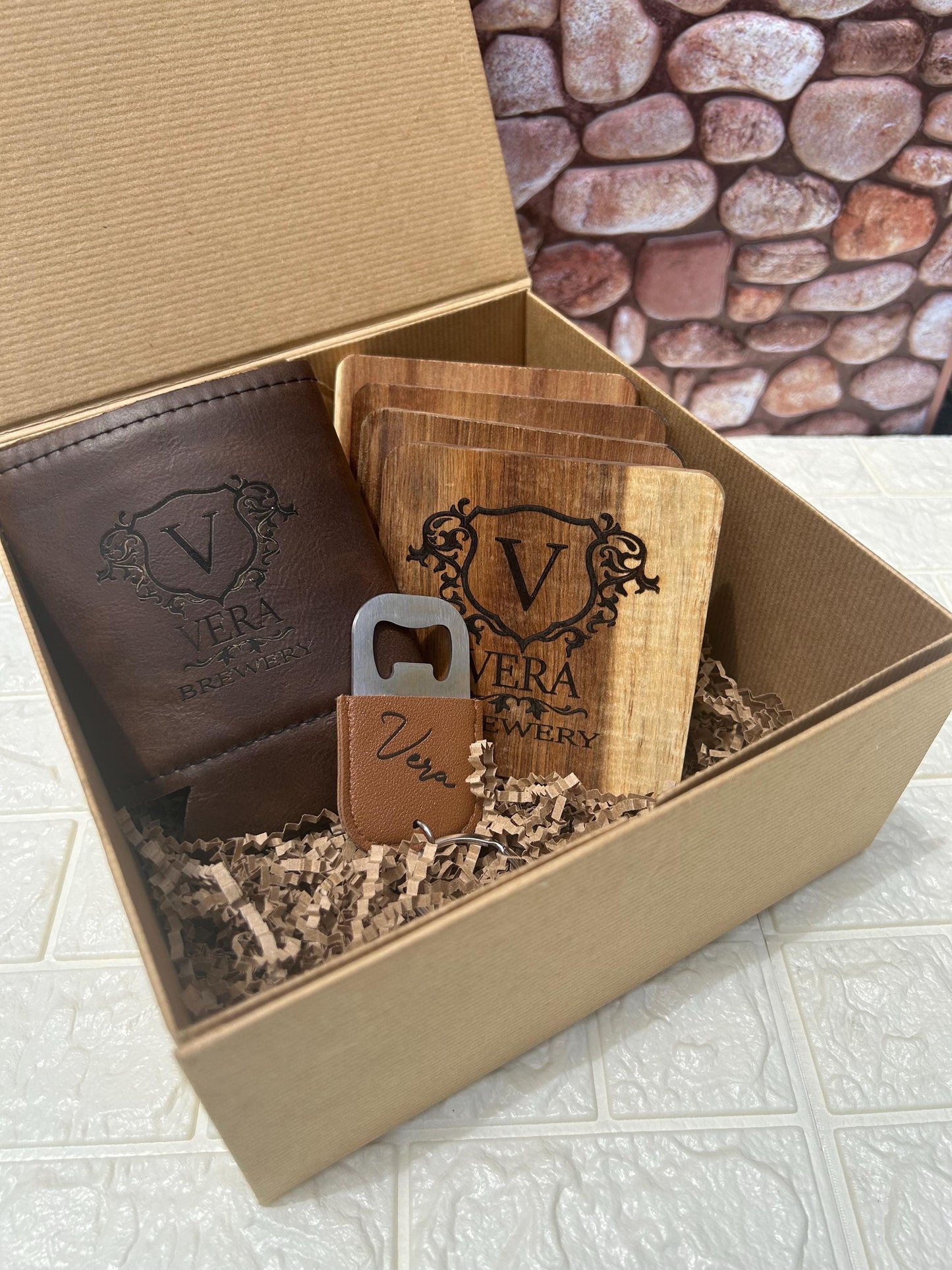 Gift set for him Father’s Day gift set Dad gift set Pop engraved drink cooler engraved keychain engraved drink coasters