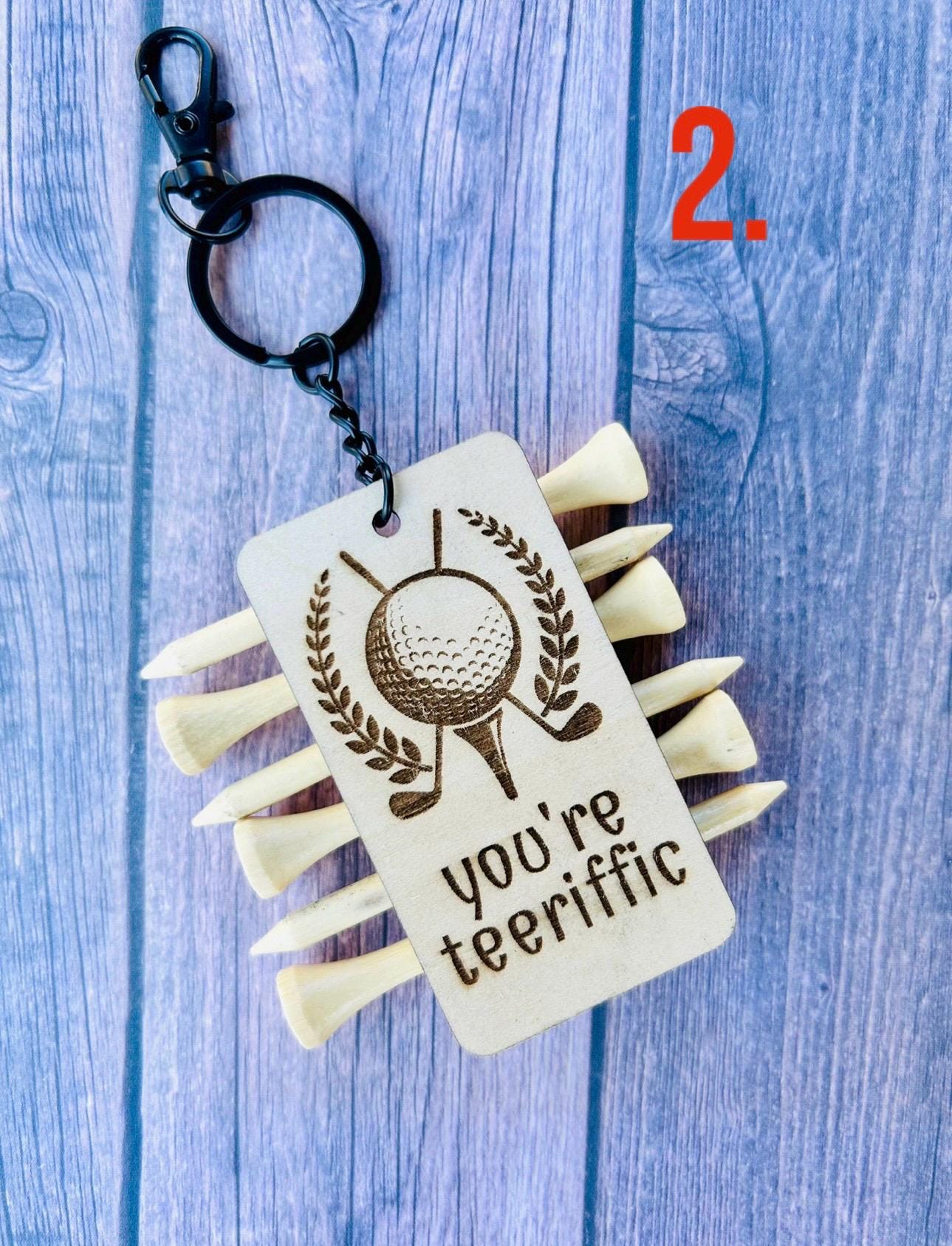 Personalized tee holder keychain laser engraved custom tee holder keychain groomsmen dad gifts for him