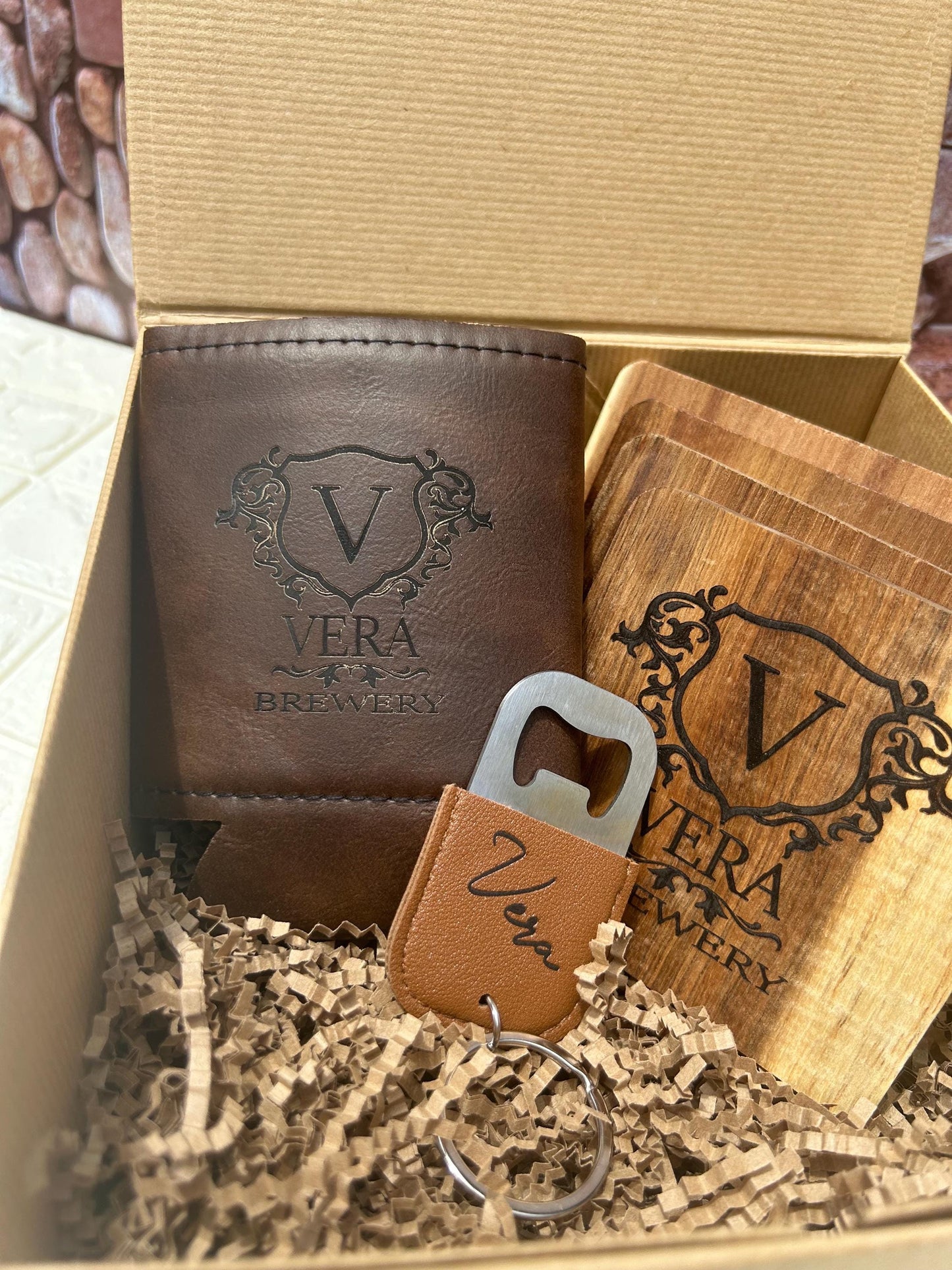 Gift set for him Father’s Day gift set Dad gift set Pop engraved drink cooler engraved keychain engraved drink coasters
