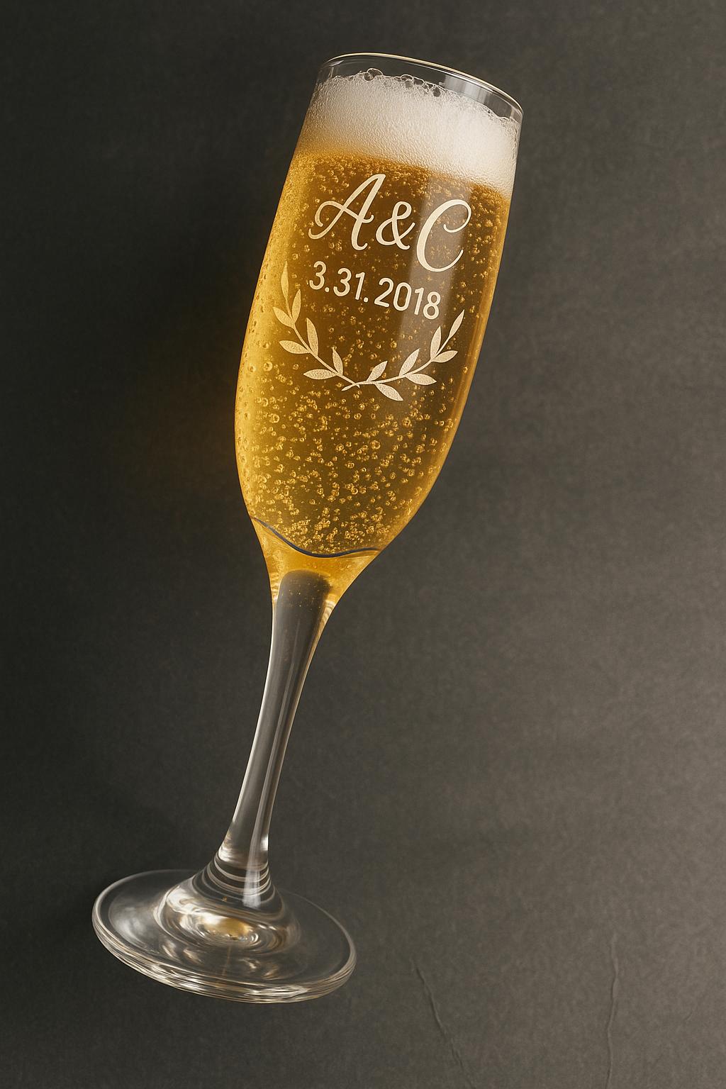 Personalized laser engraved wedding champagne glass flutes champagne anniversary flutes
