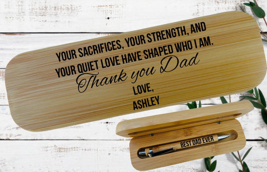 Laser engraved personalized  bamboo pen with bamboo box gift set for Dad gifts for him father day gift
