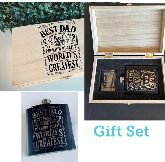 Flask gift set Dad gift Father’s Day gift set flask and shot glass set laser engraved shot glass and flask set gifts for him