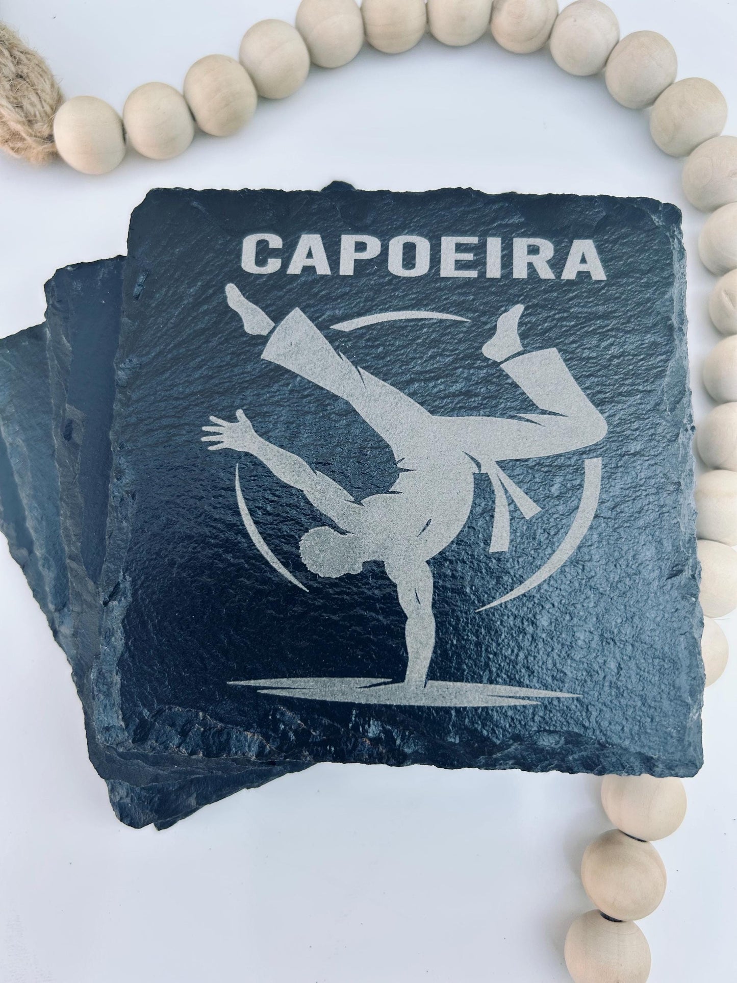 Capoeira 4 pc laser engraved slate Coasters set