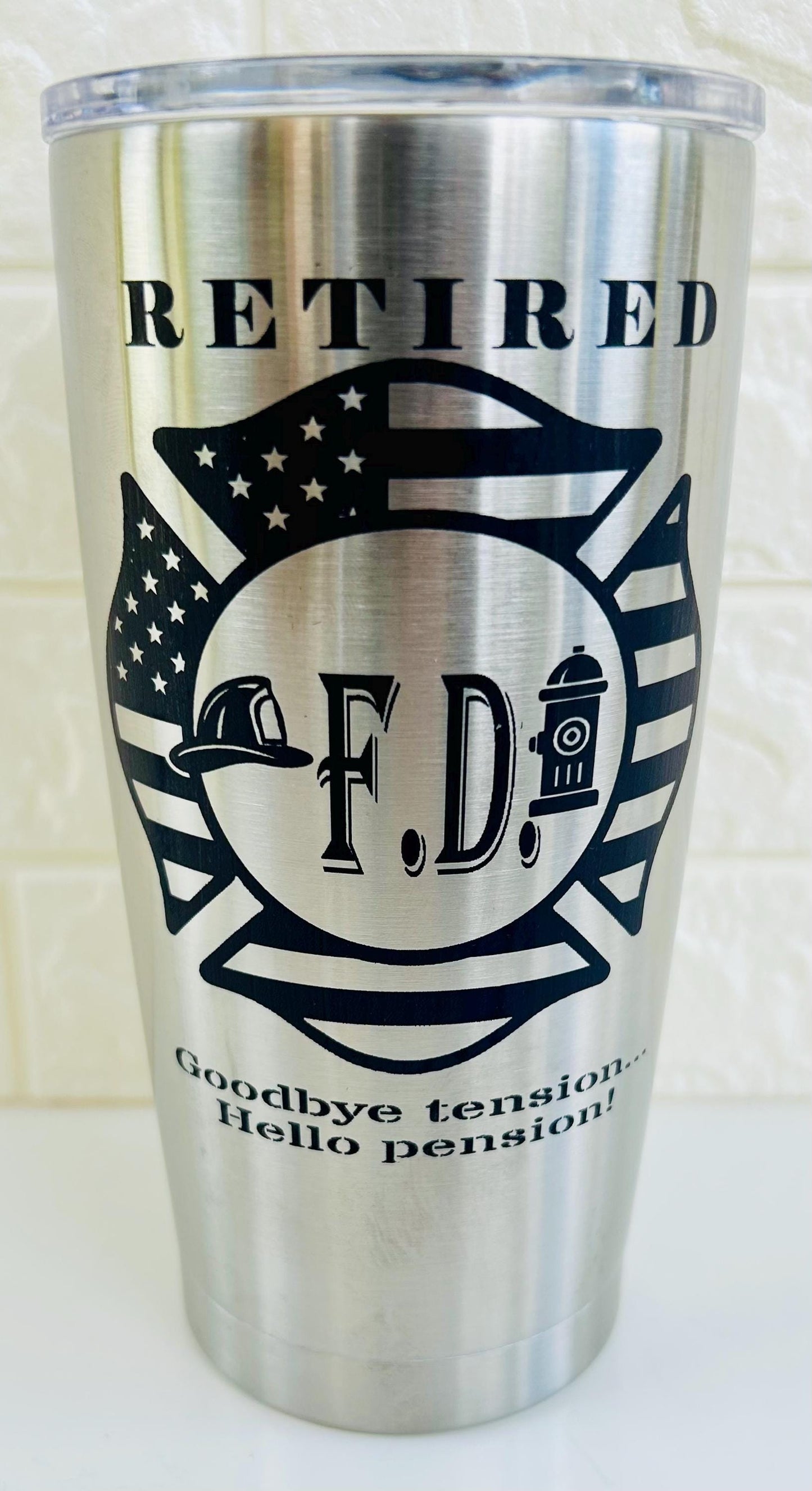 Fire fighter retirement appreciation gift laser engraved stainless steel tumbler fire department gift