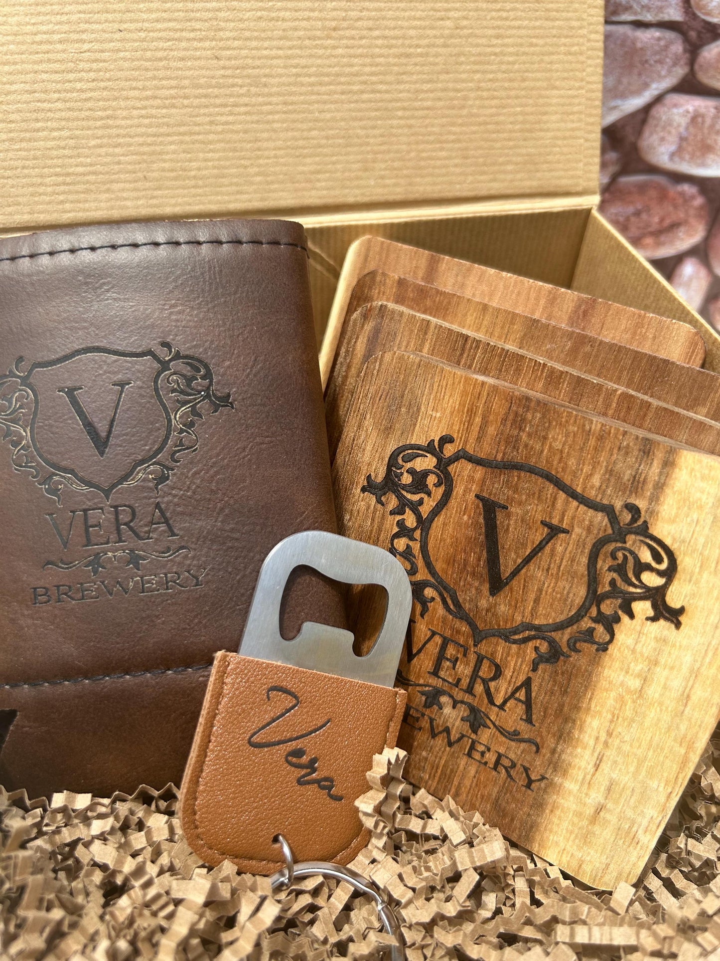 Gift set for him Father’s Day gift set Dad gift set Pop engraved drink cooler engraved keychain engraved drink coasters