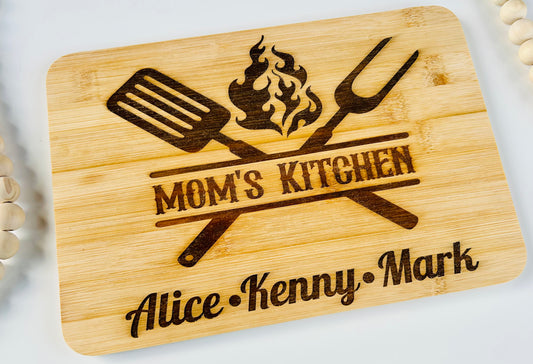 Personalized Mom laser engraved cutting board gift for her