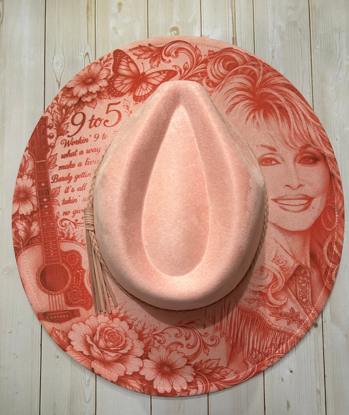 Dolly Parton laser engraved Pink vegan suede hat