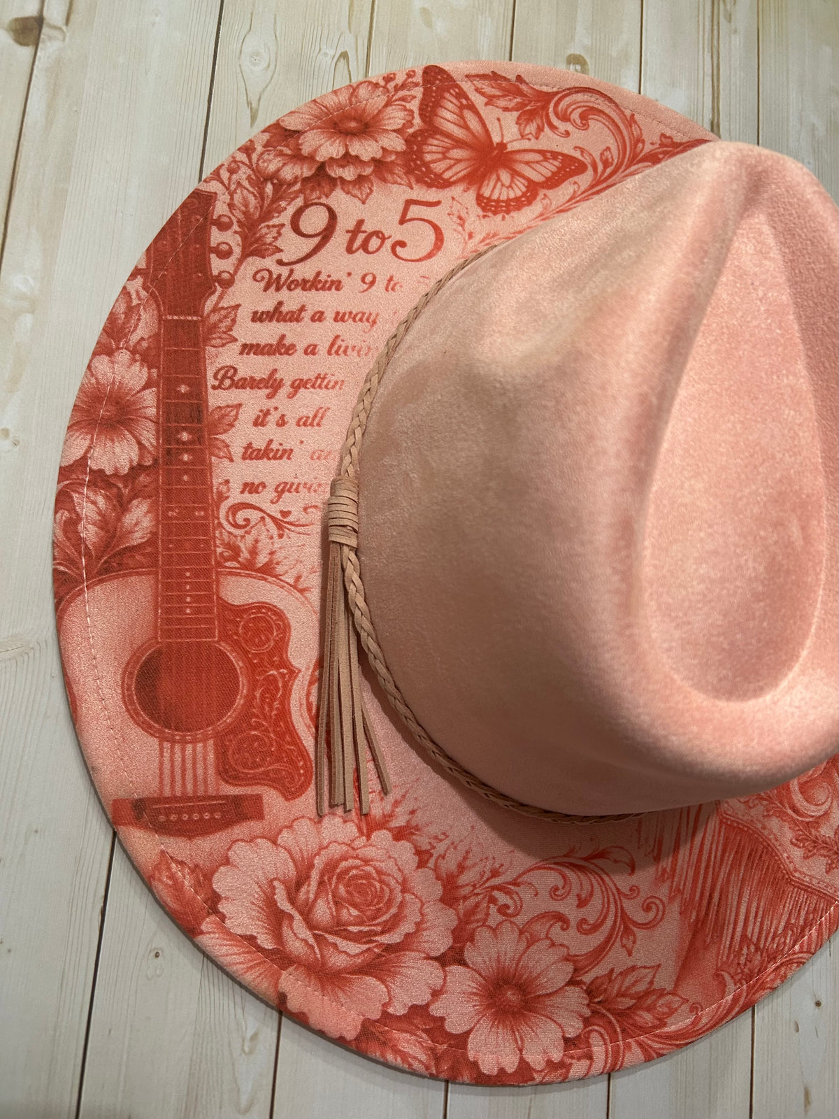 Dolly Parton laser engraved Pink vegan suede hat