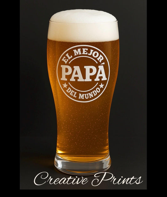 el mejor Papá Best dad ever Spanish beer Pilsner glass mug dia de los padres taza para cerveza