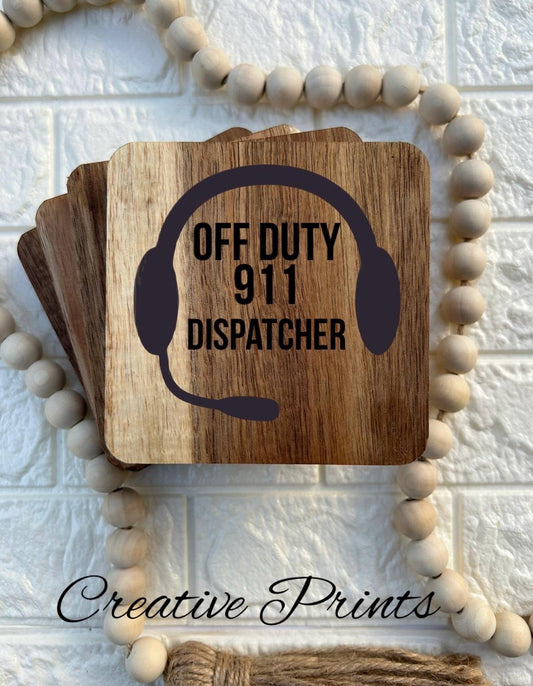 Dispatcher gift engraved  wooden Coasters 911 dispatcher gift Dispatch retirement promotion