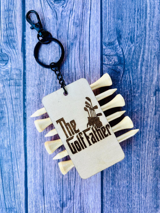 Personalized tee holder keychain laser engraved custom tee holder keychain groomsmen dad gifts for him