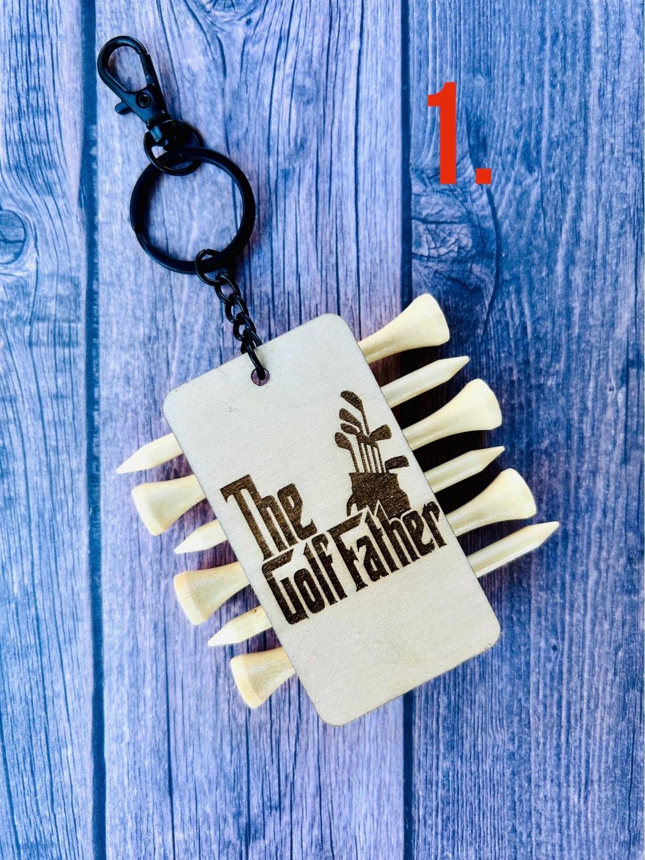 Personalized tee holder keychain laser engraved custom tee holder keychain groomsmen dad gifts for him