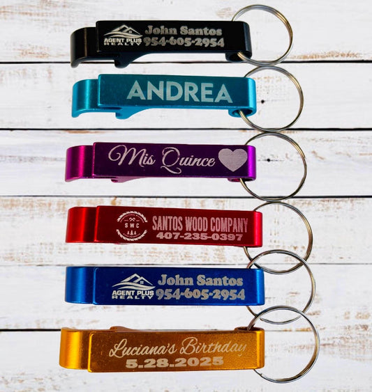 Personalized laser engraved stainless steel bottle opener key chain bottle opener party favor quince wedding favor business