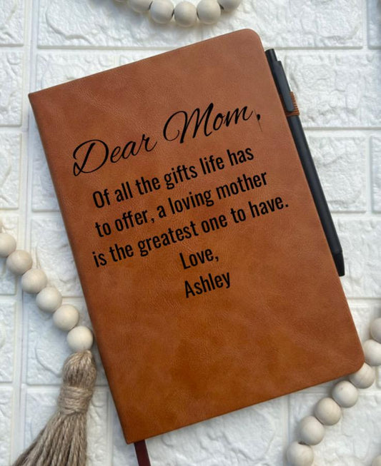 Personalized Mom gift  engraved leatherette  notebook journal  appreciation Mother’s Day