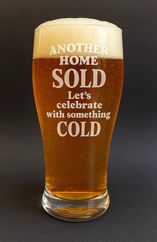 Real Estate  closing gifts personalized laser engraved Pilsner beer glass realtor gift