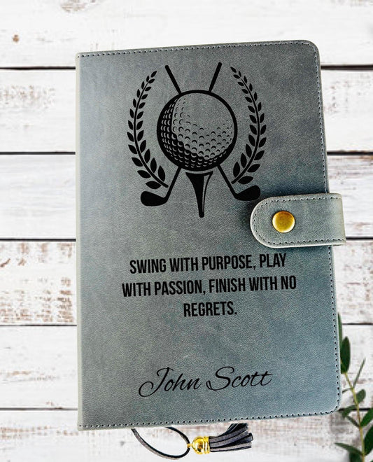 Golf journal personalized laser engraved golfing journal golfing coach appreciation journal golfer gift