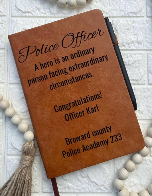 Personalized police officer engraved notebook journal 911 police trainee graduation appreciation grad police trainee police academy gift