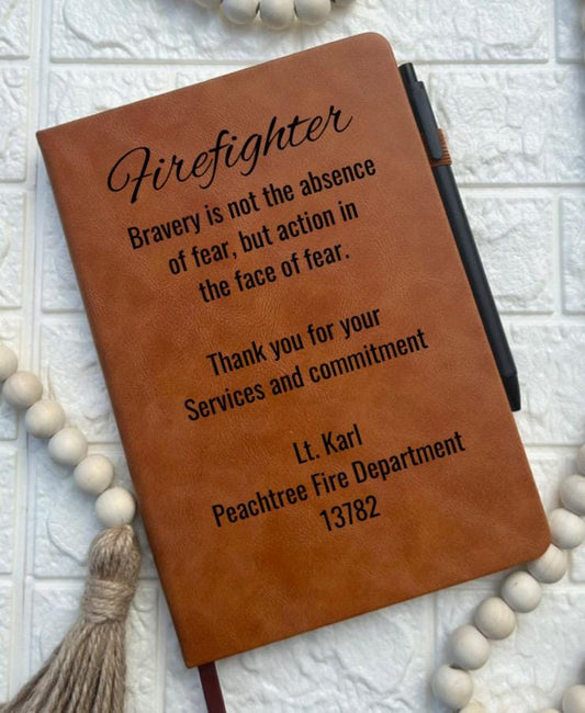 Personalized firefighter engraved notebook journal 911 fire appreciation retirement gift  promotion