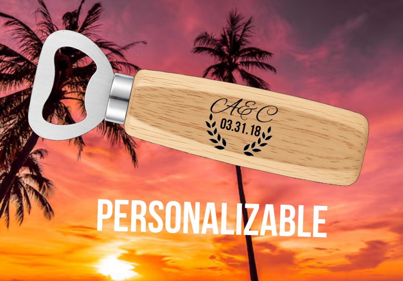 personalized laser engraved wooden bottle opener groomsmen wedding favor gifts for him dad gift